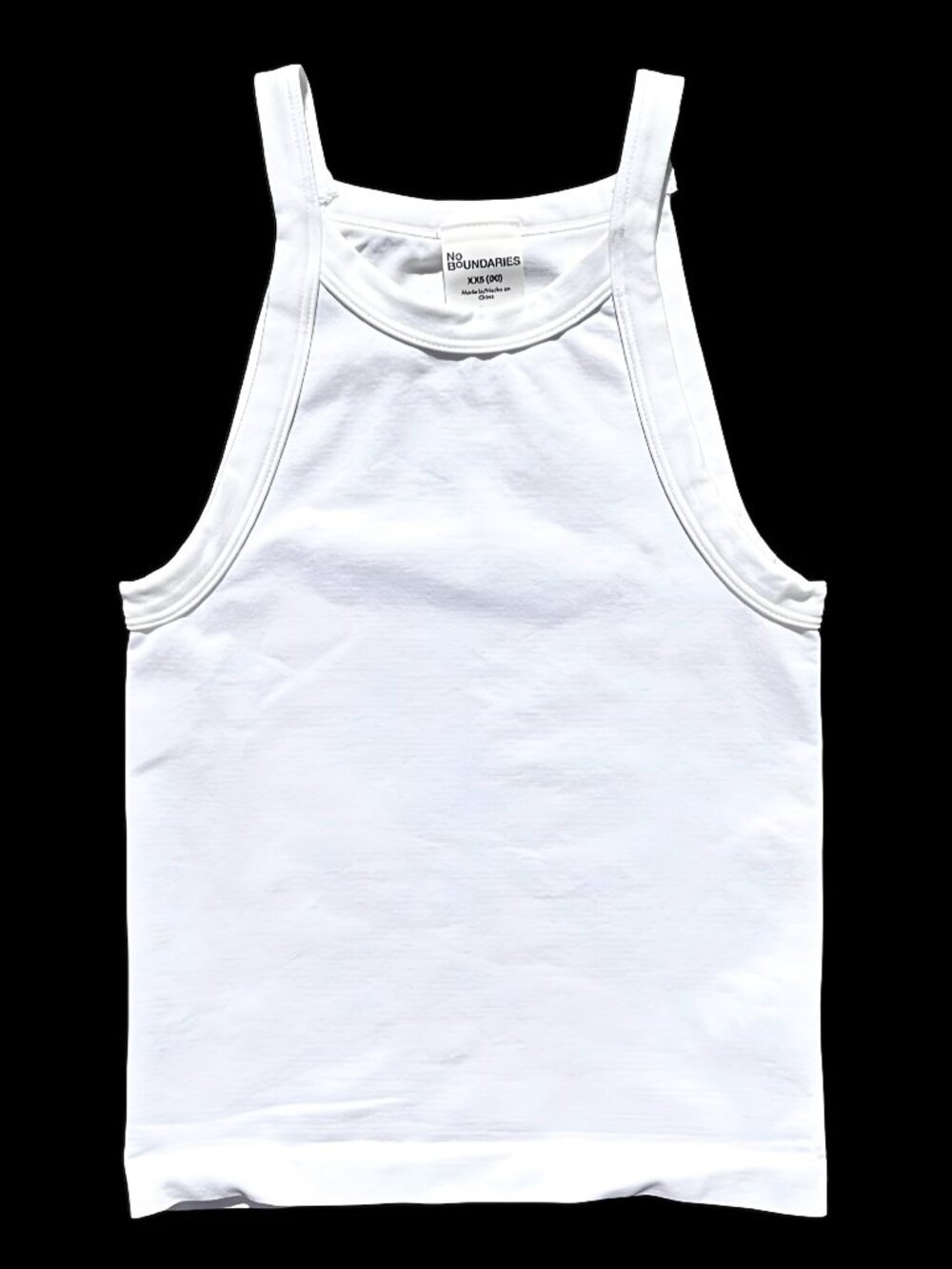 No Boundaries Size XXS (00) White High Apron Neckline Tank Top